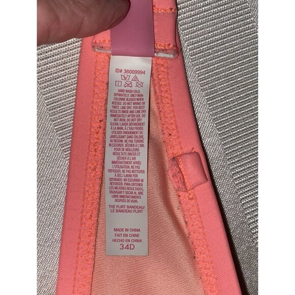 Victoria’s Secret 34D The Flirt Bandeau Colorblock Bikini Top W/Strap Underwire - Picture 9 of 15